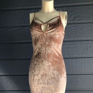 Blush Pink crushed velvet Dress